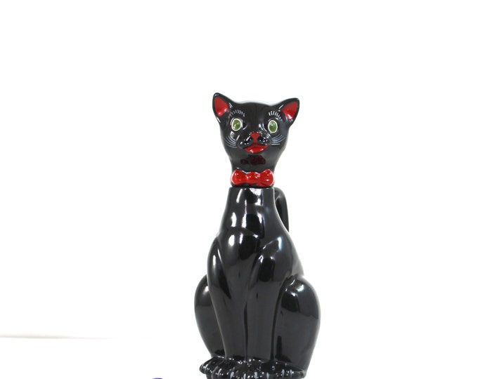 Vintage Shafford Redware Black Cat Cruet Etsy