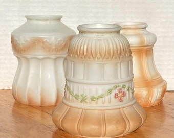 Vintage Milk Glass Lamp Shades Set of 3, Custard Glass Replacement Shades, Antique Style Lighting Parts