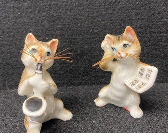 2 Vintage Musical Cool Cats - Sax Band Miniatures Made in Japan