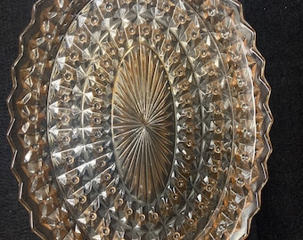 Vintage Jeannette glass holiday iridescent platter