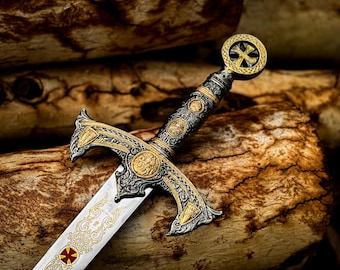 Handmade Templar Sword Collectible | Personalized Medieval Gift Decor
