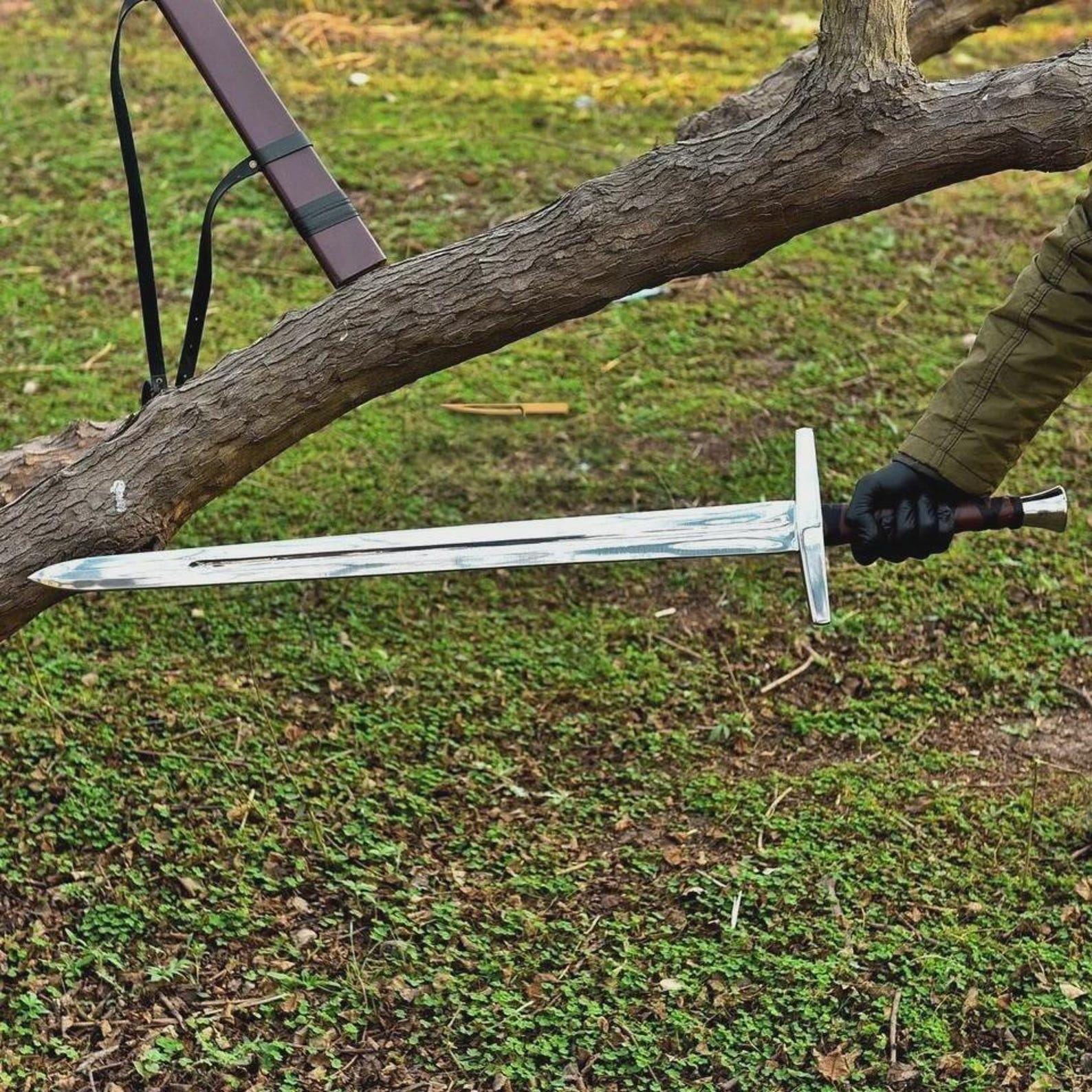 Hand Forged Medieval Longsword With Scabbard High Carbon Steel Replica 