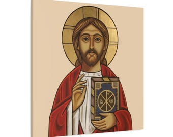 Icona copta ortodossa di Gesù Cristo, regalo da appendere su tela opaca