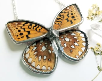 Meadow Fritillary / Butterfly Jewelry / Burnt Orange /Butterfly Necklace