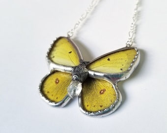 Yellow Sulphur Butterfly / Butterfly Jewelry / Butterfly Necklace