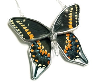 Black Swallowtail Butterfly / Butterfly Jewelry / Butterfly Necklace