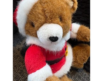 Cascabeles musicales vintage de 1993, oso de peluche Dakin Santa de 8 pulgadas, de poliéster.