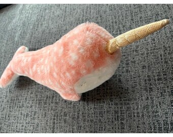 Mary Meyer Narwhal Coral White Sparkle Horn Toy Kids Childrens Stuffed Animal