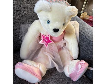 Osito de peluche Katerina Ballerina de VTBC con tiara brillante y tutú rosa de ballet de 48 cm