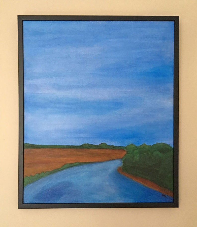 Summer Path Original Framed Landscape, Fine Art Painting, 24x20 Inch
