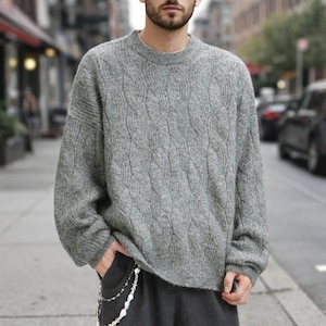 Cable Knit Sweater, Minimalist Winter Top, Streetwear Layering Essential