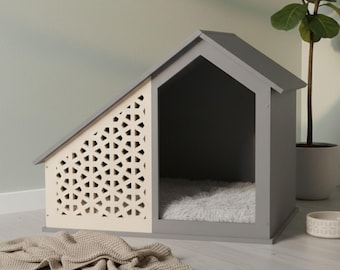 Casa para Perros y Gatos - Caseta Artesanal Moderna, Refugio para Animales Elenua Nido Essential Marzapane