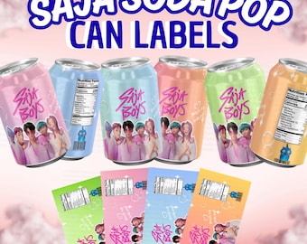 Kpop Demons Hunter Printable | Saja Boys Soda Can Labels | 4 Color Soda Pop Wraps | Kpop Birthday Party Decor | Saja Boys Soda pop Can