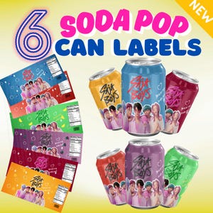 Saja Boys Soda Can Labels 12 oz Cans | 6 Flavors kpop soda pop can wrap | Kpop Party Decor, Kpop Demon Printable | Kpop Birthday Party Decor