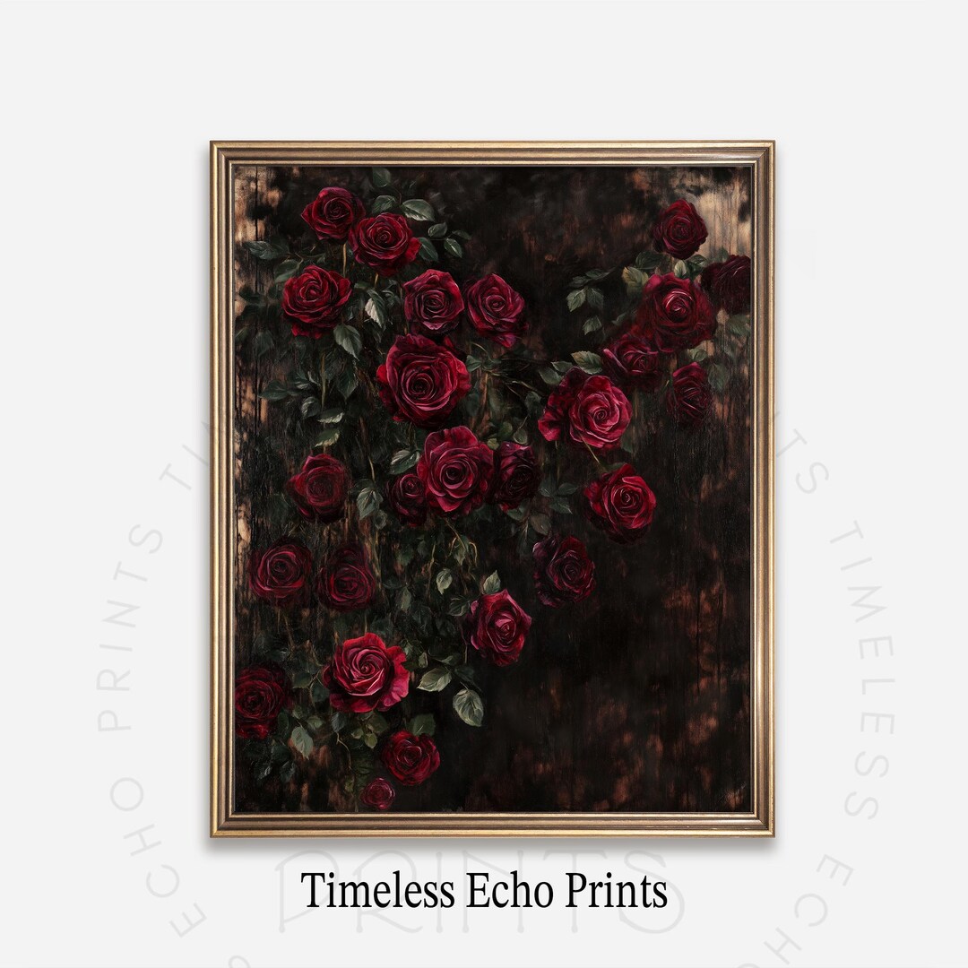 Gothic Red Rose Printable Art: Dark Romantic Floral Decor, Moody ...