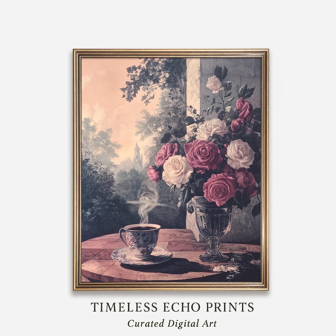 Romantic Rose Bouquet Art Print: Vintage Floral Still Life Painting ...