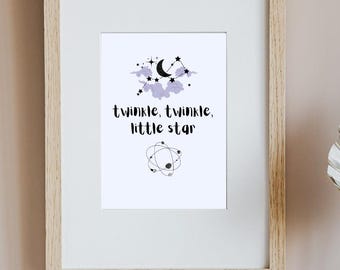 Twinkle, twinkle, little star Printable wall art nursery whimsical inspirational