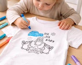 Kids Colour Your Own T-Shirt – Penguin Design, Toddler Activity Tee