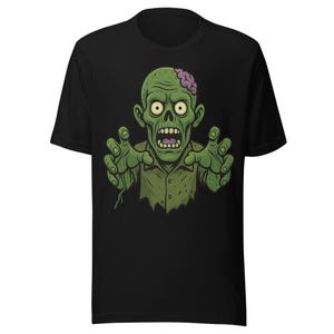 Zombie Head and Hands T-Shirt – Funny Spooky Geek Tee for Programmers and Halloween Fans