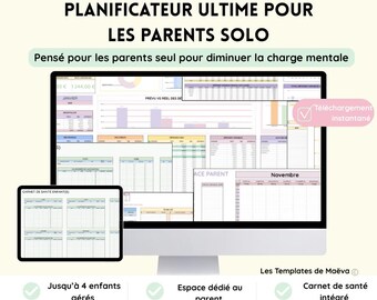 Family Planner for Single Parents – Family Organization, Child Tracking, Budgeting, School, Health – Google Sheets