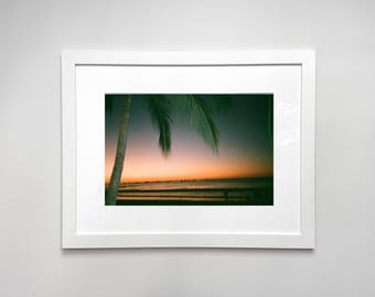 Costa Rica Travel Photography, Palm Sunset, Travel Wall Art