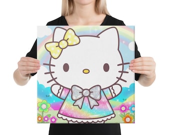 Obraz na płótnie Kawaii Kitty: różowa dekoracja sypialni (30 x 30 cm)