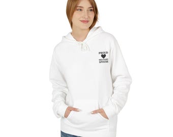 Military Spouse Heart Unisex Hoodie, Proud Military Wife Sweatshirt, Army Navy Airforce Marine Hooded Pullover, Military Support Gift,