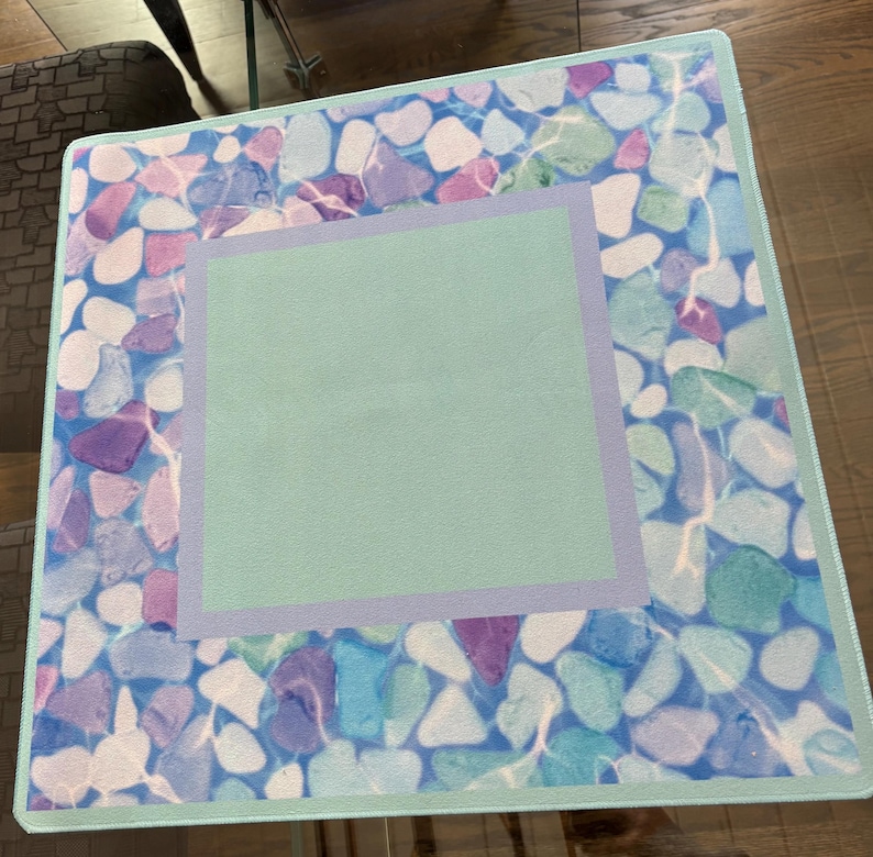 Sea Glass Mahjong Mat: Neoprene Mahj Game Tabletop image 1