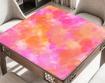 Pink & Orange Tie Dye Mahjong Mat: Mahj Game Tabletop Neoprene