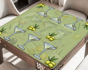 Martini Shaken Mahjong Mat: Neoprene Mahj Game Tabletop