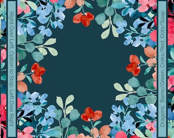 Ocean Florals with Directions Neoprene Mahjong Mat Tabletop