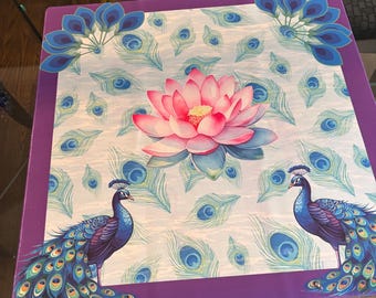 Peacock and the Lotus Neoprene Mahjong Mat