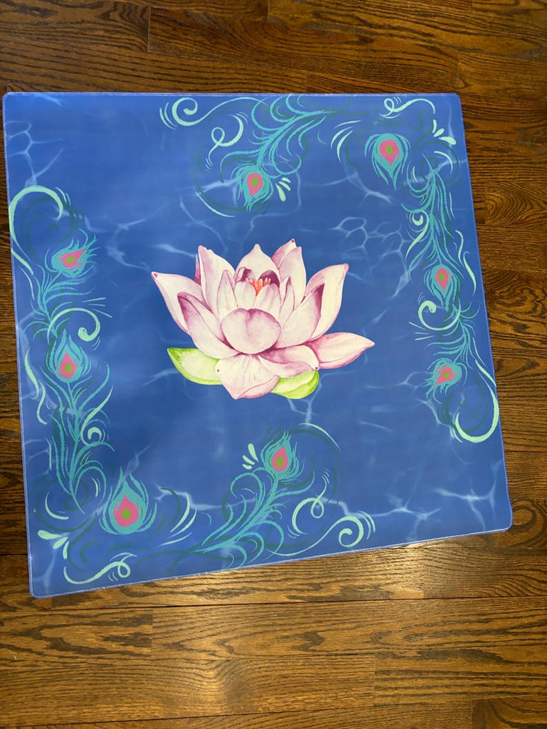 Plum Lotus Neoprene Mahjong Mat image 1
