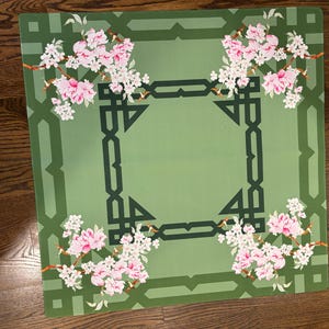 Green Bamboo Blossoms Neoprene Mahjong Mat: Mahj Game Tabletop image 1