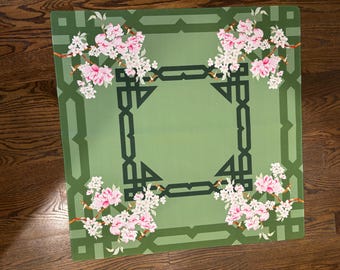 Green Bamboo Blossoms Neoprene Mahjong Mat: Mahj Game Tabletop