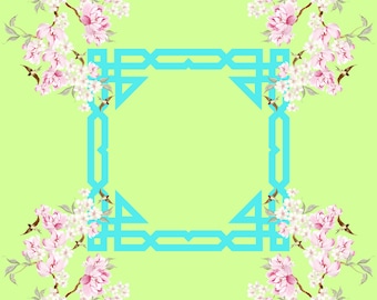 Lime Cherry Blossoms Mahjong Mat, Neoprene