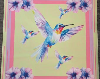 Hummingbird Spring Mahjong Mat: Neoprene Mahj Game Tabletop