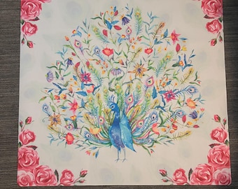 Peacock Rose Mahjong Mat: Mahj Game Tabletop neoprene