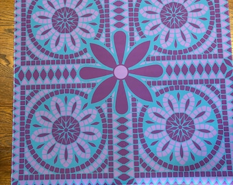 Purple and Teal Tiles Mahjong Mat Tabletop