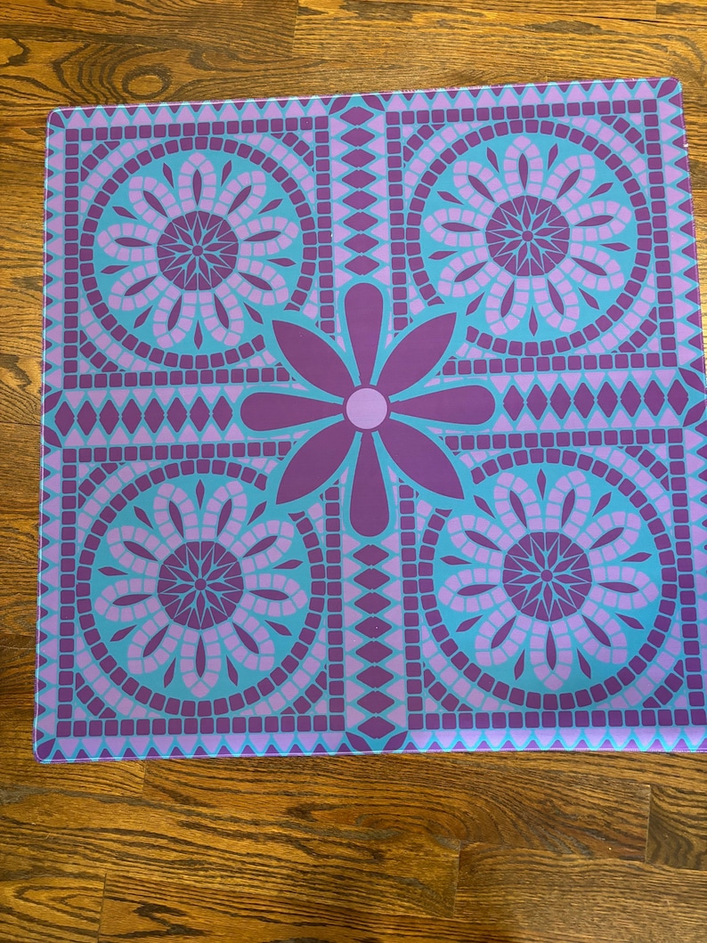 Purple and Teal Tiles Mahjong Mat Tabletop image 1