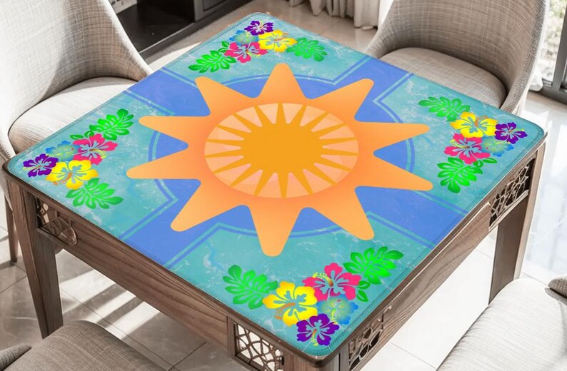 Hawaiian Sun Mahjong Mat: Neoprene Mahj Game Tabletop immagine 2