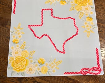 Texas Yellow Rose and Pink Celebration Neoprene Mahjong Mat Tabletop