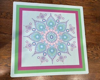 Purple Mandala Beads Mahjong Mat: Neoprene Mahj Game Tabletop