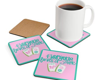 Mahjong Coaster Set: Playful Mahj Corkwood Drink Coasters