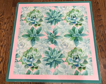 Emerald Pink Floral Neoprene Mahjong Mat