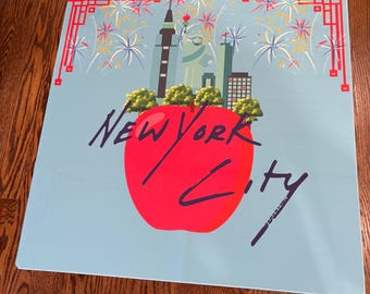 New York City Blue Mahjong Mat: Mahj Game Tabletop neoprene