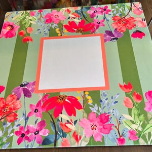 Blue and Coral Floral Mahjong Mat: Neoprene Mahj Game Tabletop imagen 1
