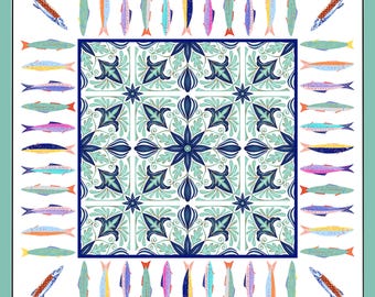 Mediterranean Fishes Neoprene Mahjong Mat Tabletop