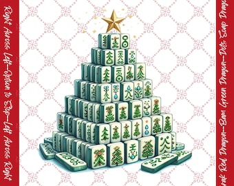 Mahjong Tile Christmas Tree Mahjong Mat: Mahj Game Tabletop (31.5-inch)