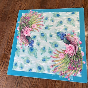 Peacock Lagoon Mahjong Mat: Neoprene Mahj Game Tabletop 画像 1